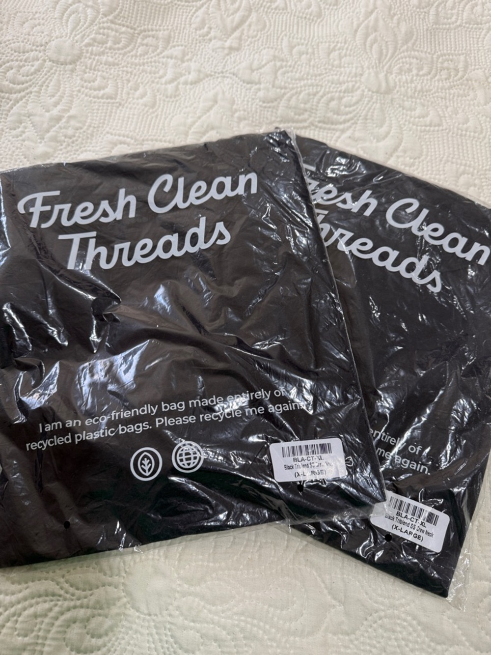 Fresh Clean Threads Black Triblend SS Crew Neck Tee (2 Pack)